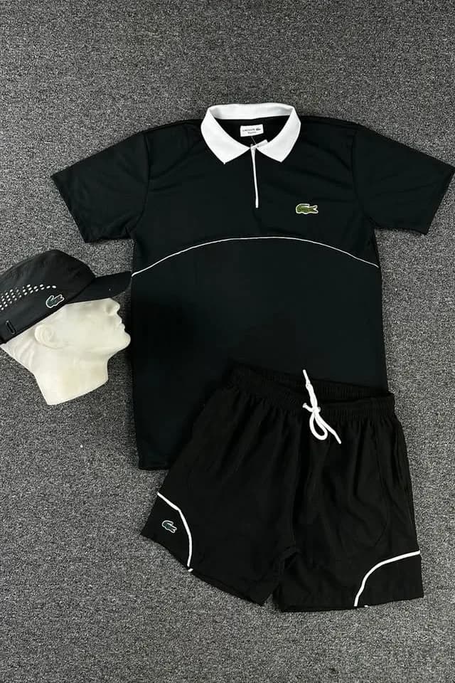Kit polo e bermuda Lacoste preto