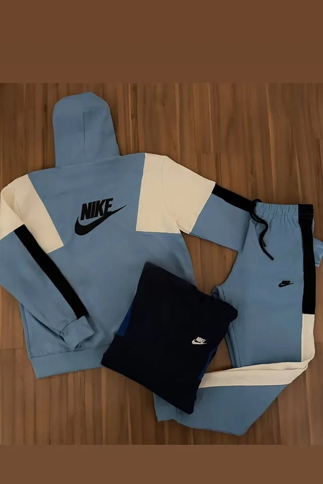 Moletom Nike Tech azul e bege